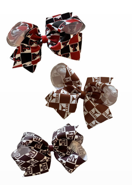 King College Checkerboard Print Bow