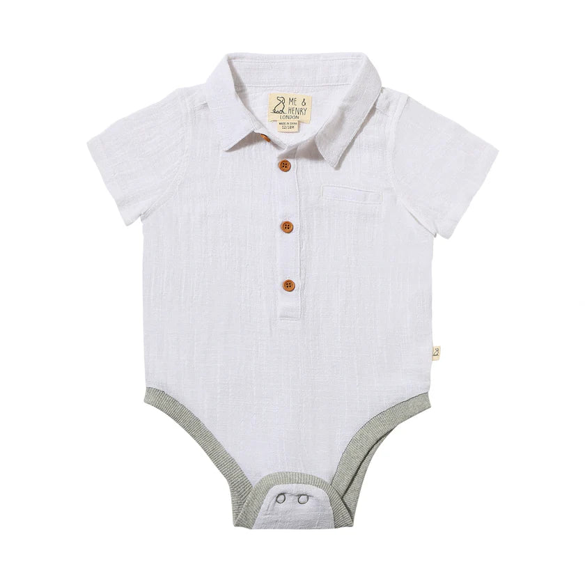 Helford White Woven Onesie