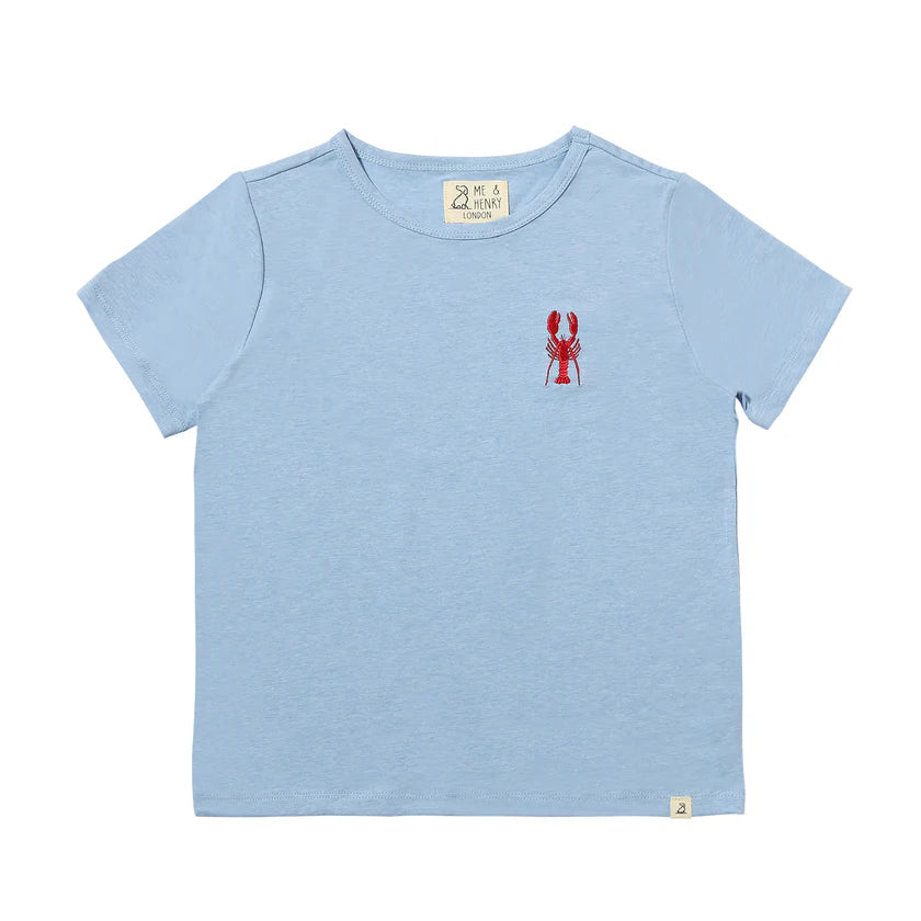 Marine Blue Lobster Embroidered Tee