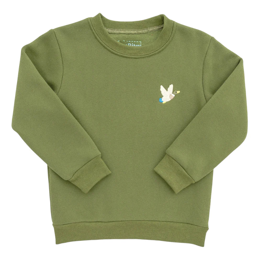 Embroidered Mallard Pullover Sweatshirt
