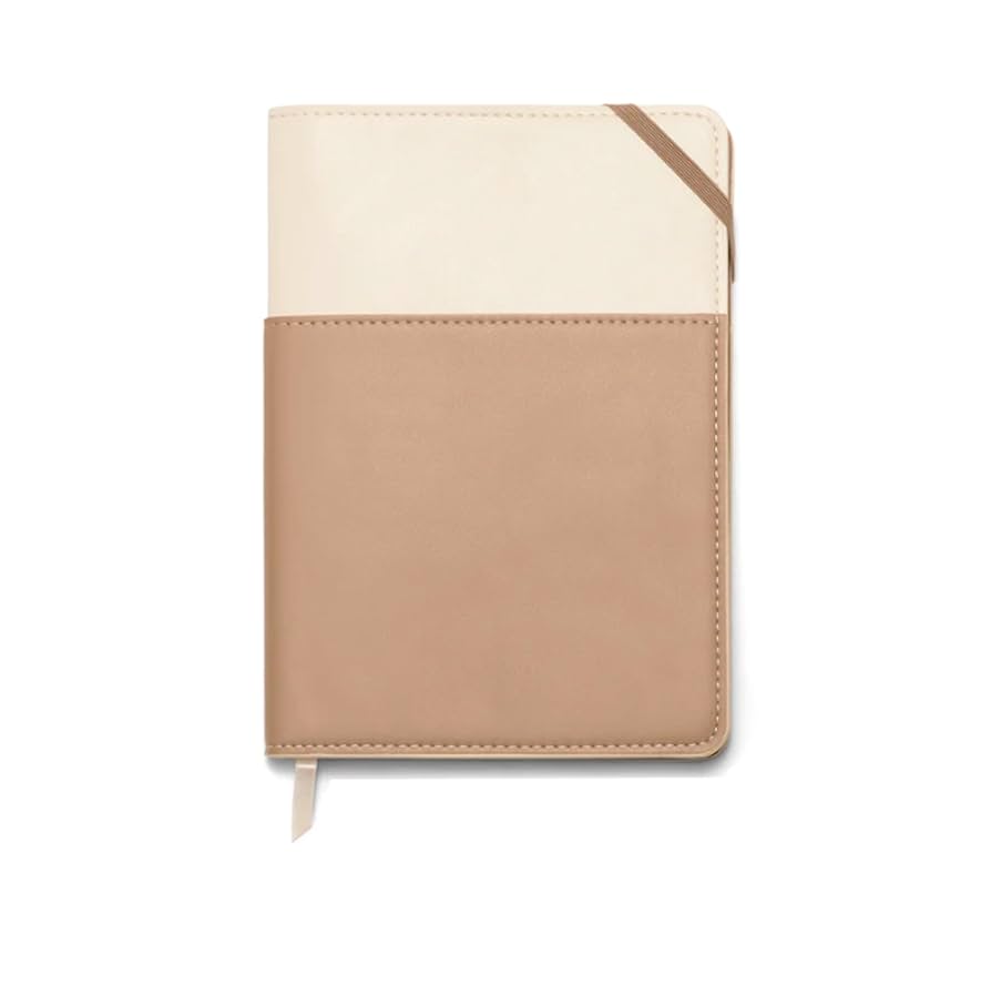 Vegan Leather Pocket Journal - Ivory + Taupe