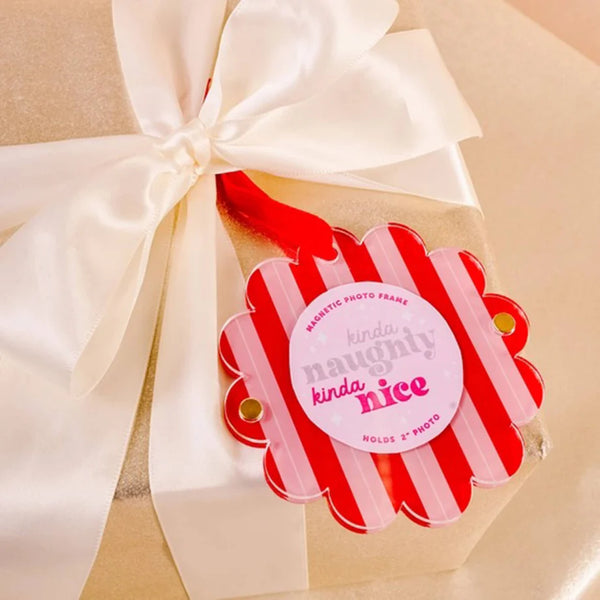 Picture Frame Ornament in Peppermint Stripes
