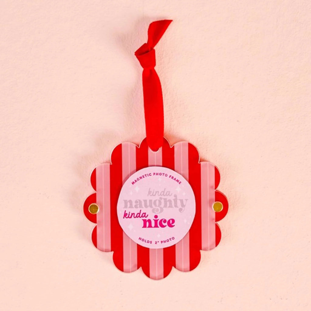 Picture Frame Ornament in Peppermint Stripes
