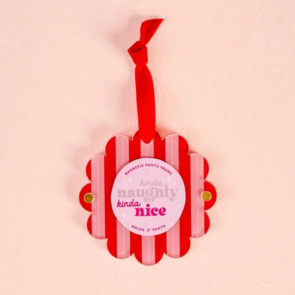 Picture Frame Ornament in Peppermint Stripes