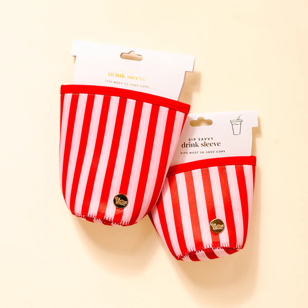 Sip Savvy Drink Sleeve in Peppermint Stripes (In Regular & Large)