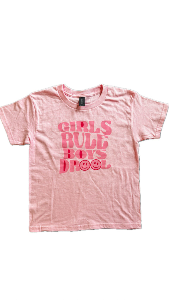 Girls Rule Boys Drool Valentines Graphic Tee