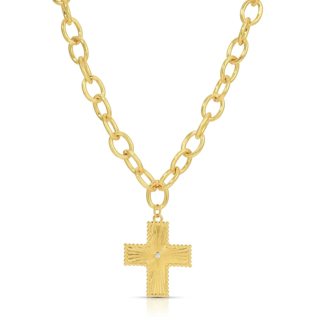 Oval Link CZ Cross Chain