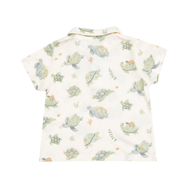 Sea Turtles Polo Shirt & Muslin Shorts Set