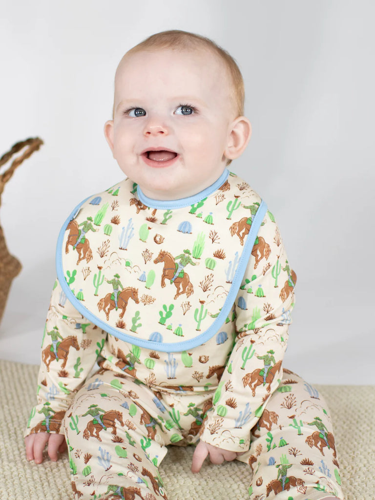 Saddle Up Cowboy Print Bib Set