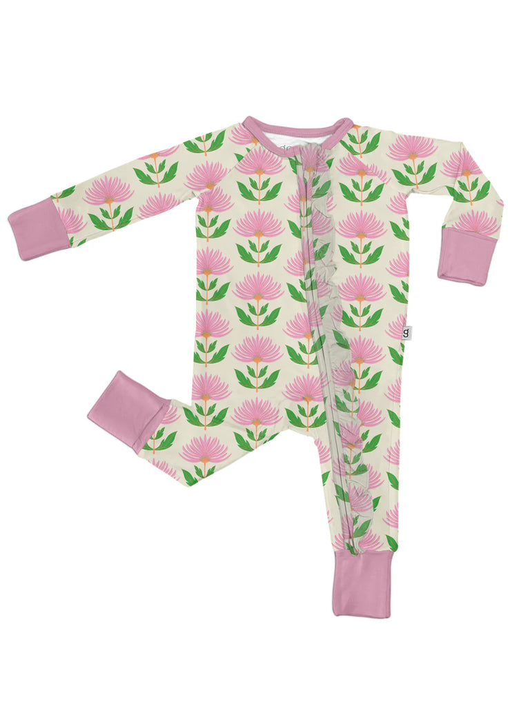 Pink Block Flower Long Sleeve Pajamas
