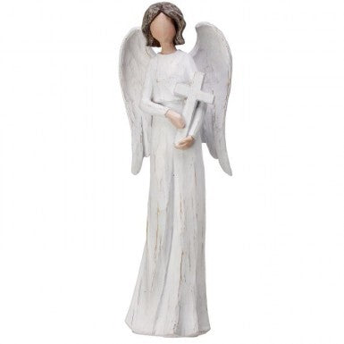 Resin Angel With Cross 12"