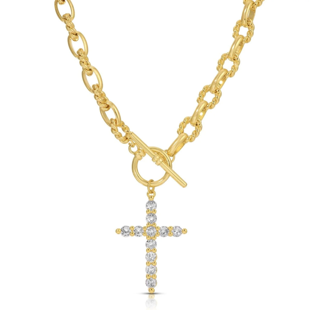 CZ Toggle Cross Pendant Necklace