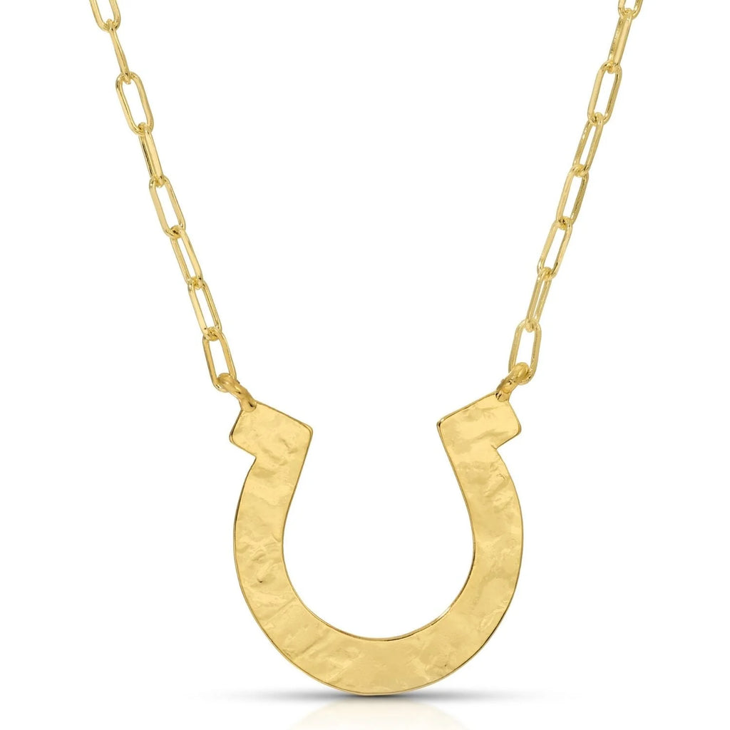 Textured Horseshoe Pendant Necklace