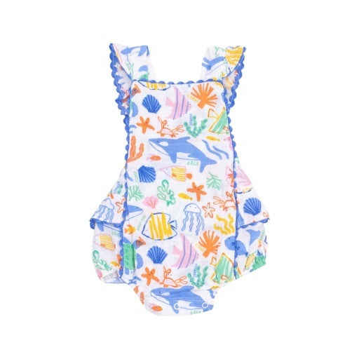 Colorful Reef Ric-Rac Ruffle Sunsuit