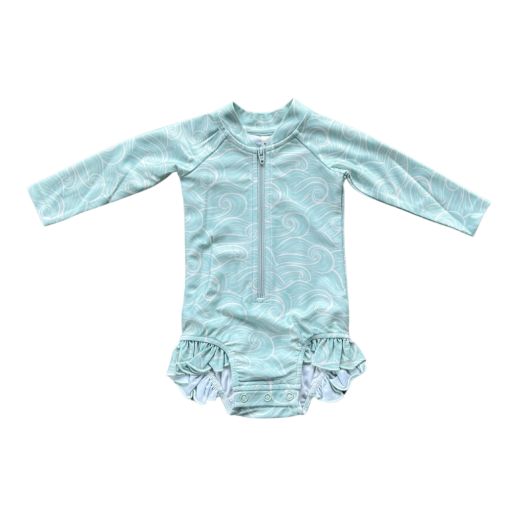 Waves Ruffle Rash Guard Swimsuit
