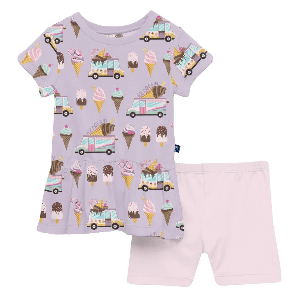 Thistle Ice Cream Truck Print Short Sleeve Playtime Outfit Set