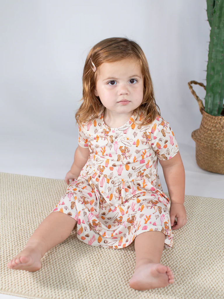 Saddle Up Cowgirl Print Short Sleeve Dress