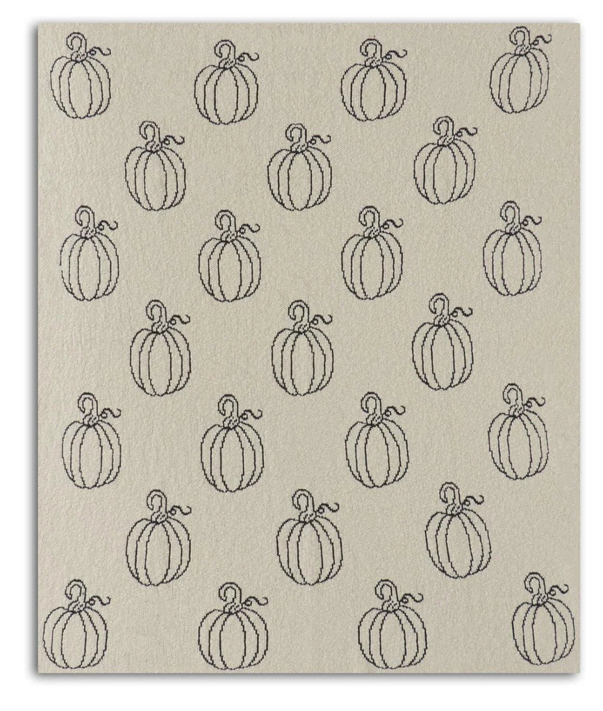 60" Cream and Black Pumpkin Throw Blanket