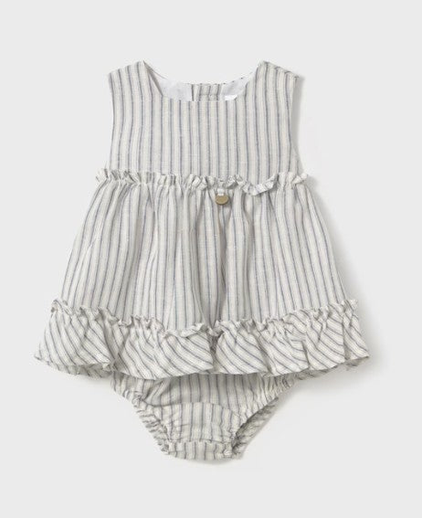 Natural Striped Linen Dress with Bloomers