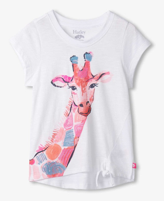 Happy Giraffe Tie Front Tee Shirt