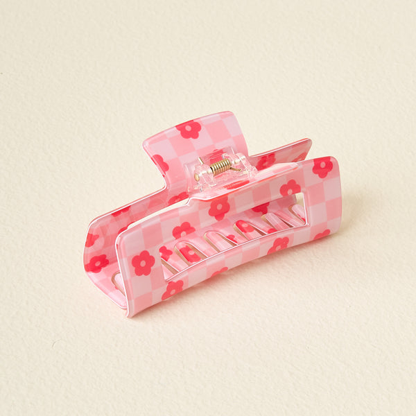 Pink Check Claw Clip
