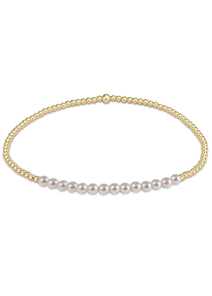 Classic Gold Beaded Bliss 3mm Bead Bracelet- 6mm Pearls