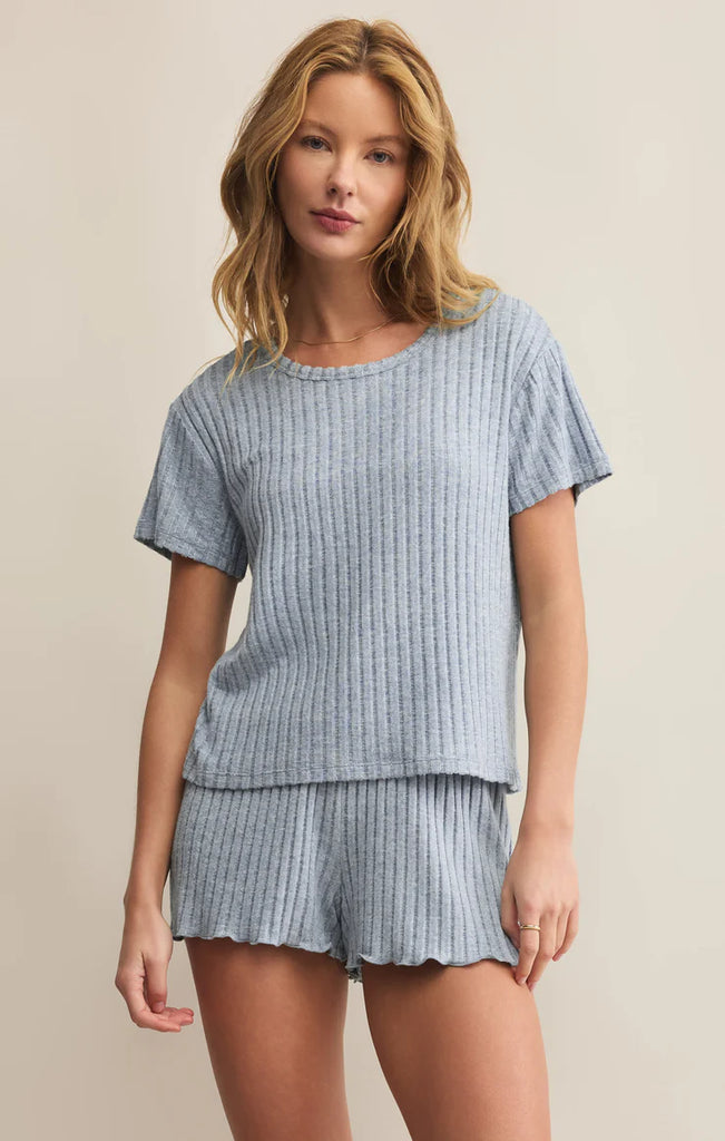 Kara Rib Tee Light Denim