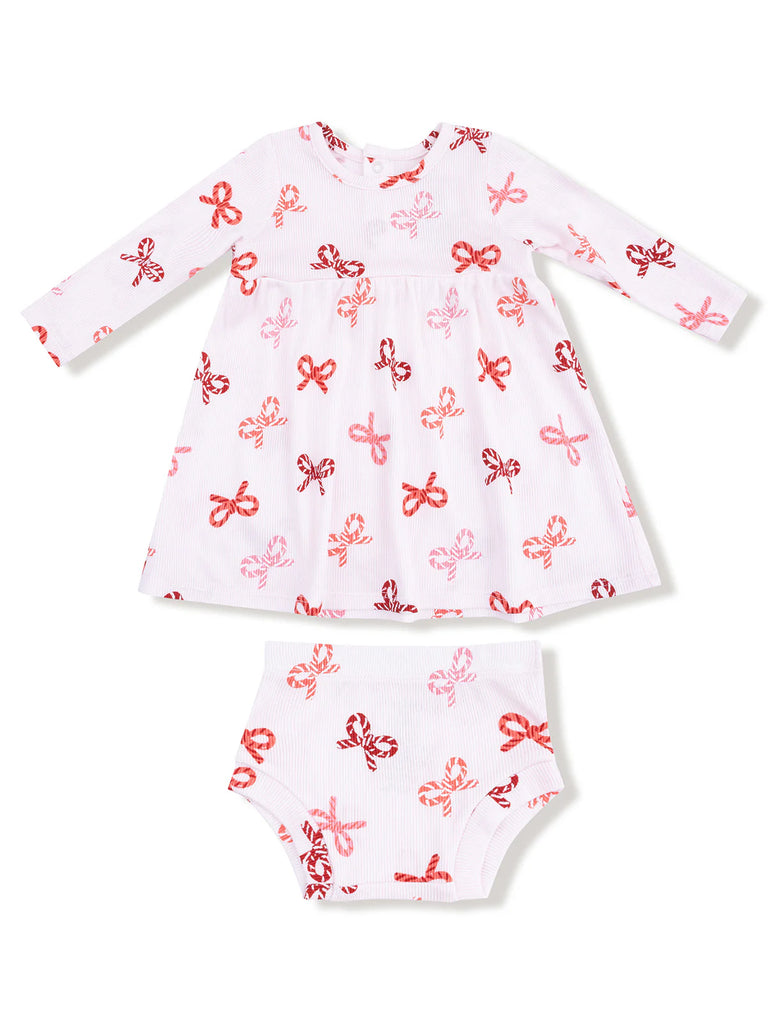 Candy Cane Bows Simple Dress & Bloomer