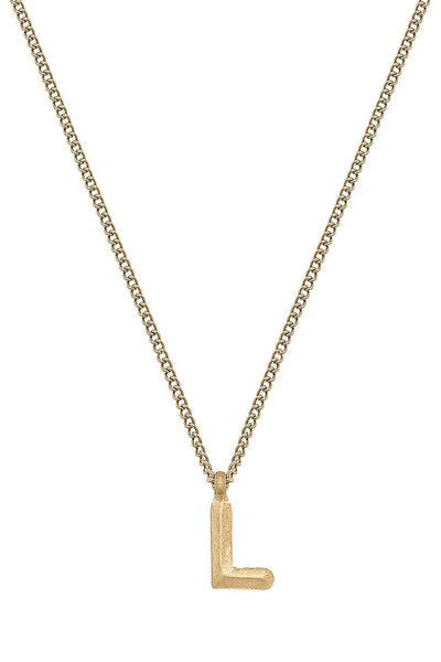 Coco Initial Necklace in Worn Gold