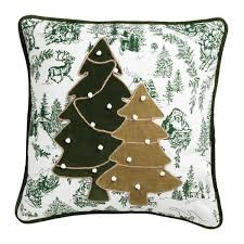 Green Merry Tree Toile Pillow
