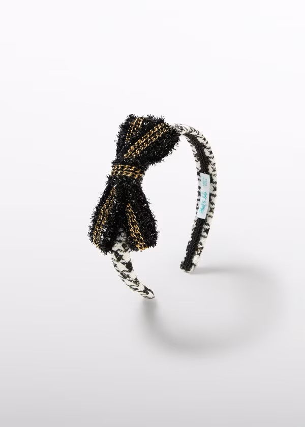 Girls Black Houndstooth Headband