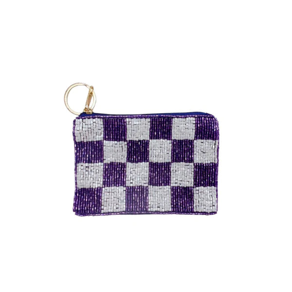 Keychain Pouch Checkered Purple & White