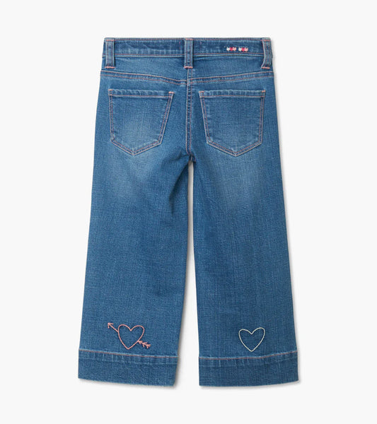 Girls Stretch Denim Wide Leg Pants