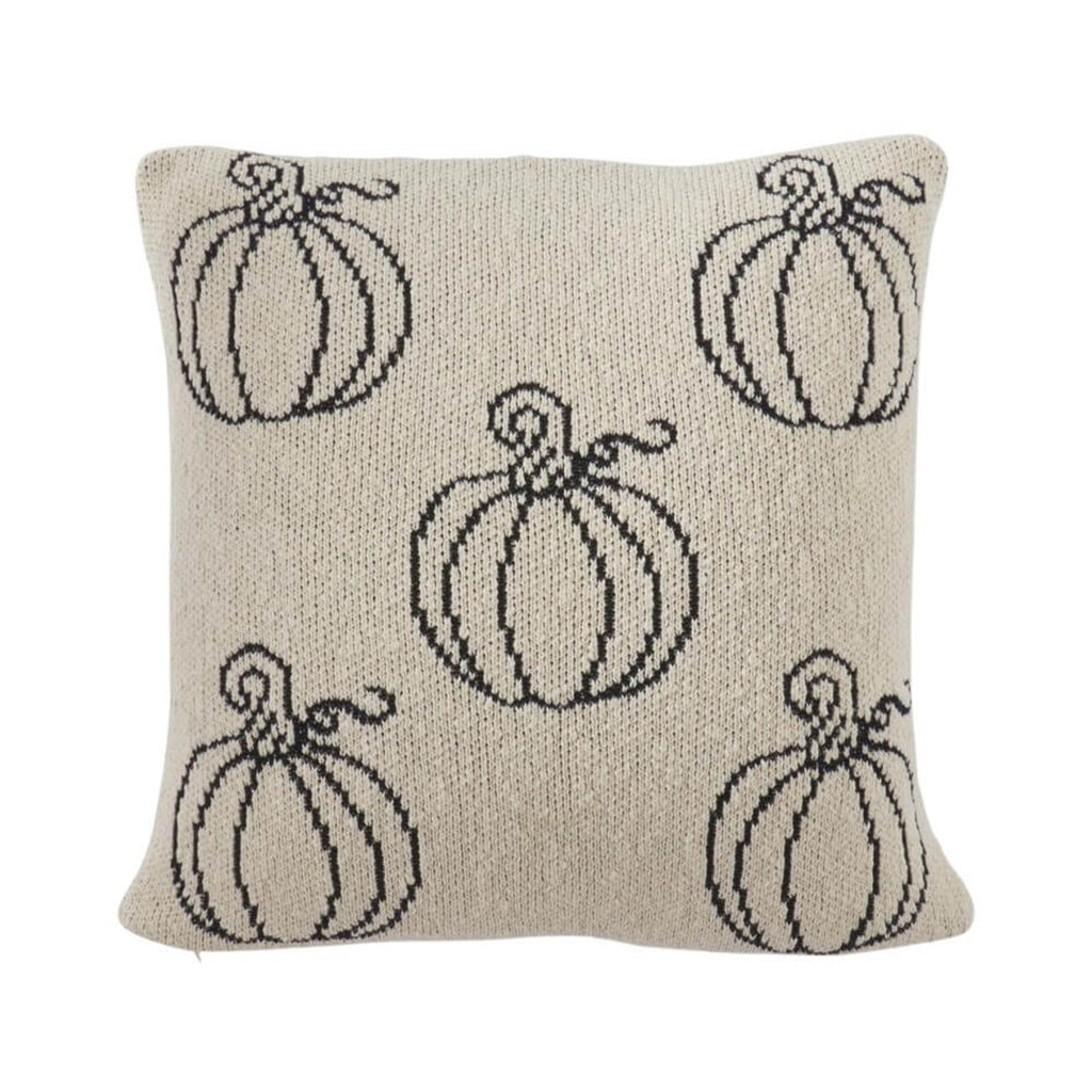 20" Cream and Black Pumpkin Pillow