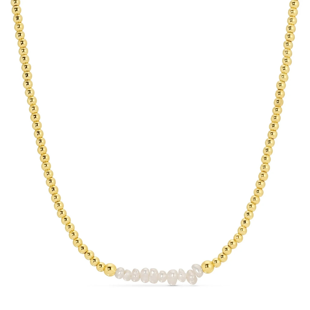 Pearl Accented Gold Beaded Necklace
