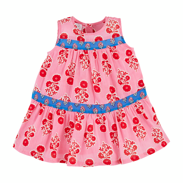 Pink Mixed Block Print Dress