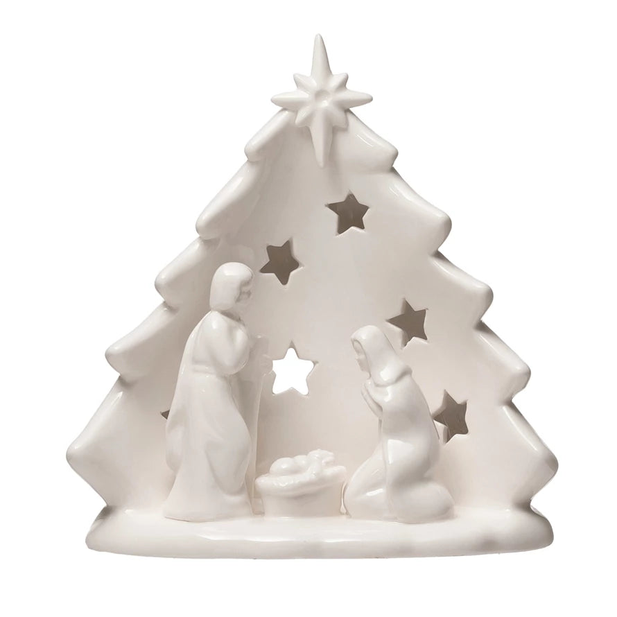 Stoneware Holy Family Candle Holders