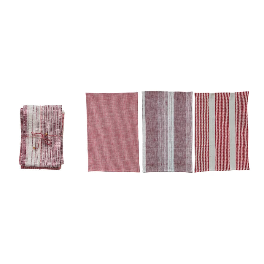 Woven Cotton Tea Towels, Set of 3