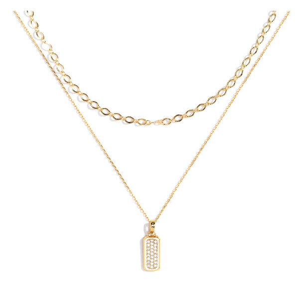 Double Layer Chain Necklace- Gold
