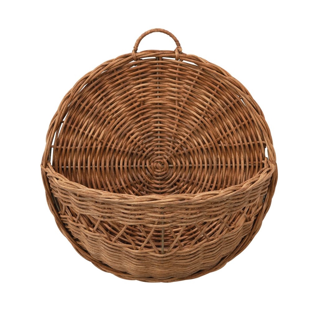 Hand-Woven Rattan Wall Basket