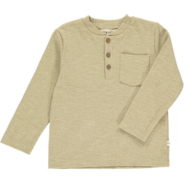 Boys Heathered Beige Benji Ribbed Henley