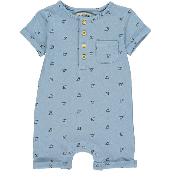 Martingale Blue Henley Henry Romper