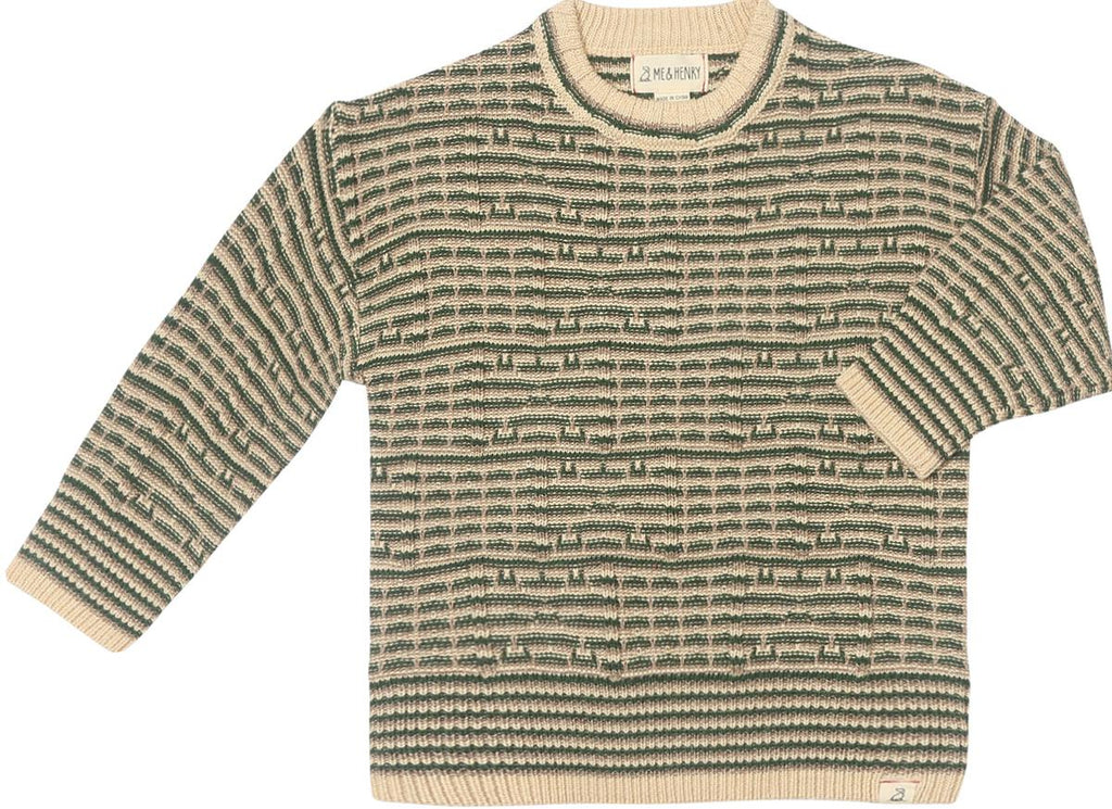 Boys Cream & Green Brian Sweater