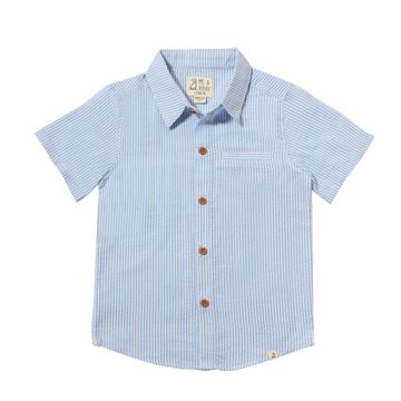 Newport Woven Shirt in Blue Stripe Seersucker