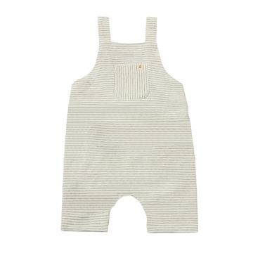 Dandy Jersey Romper in White/Gray Stripe