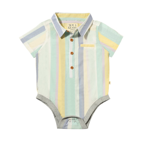 Helford Woven Onesie Blue Yellow Stripe