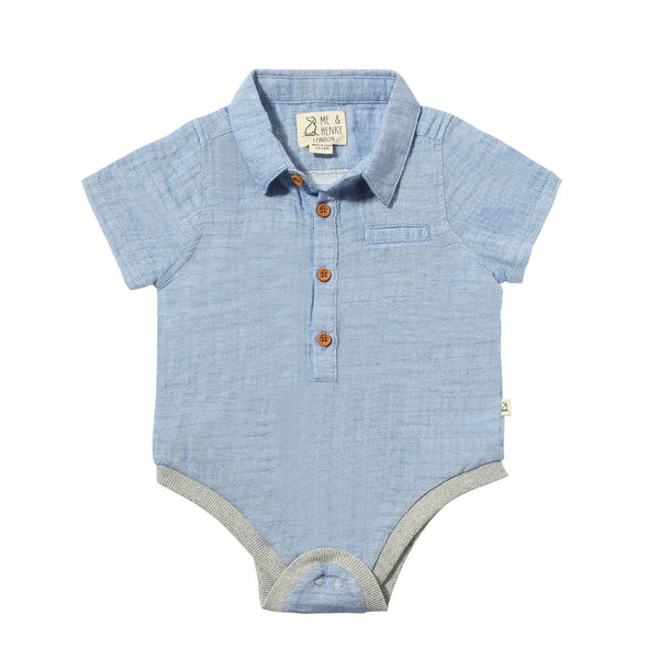 Helford Woven Onesie Blue Gauze