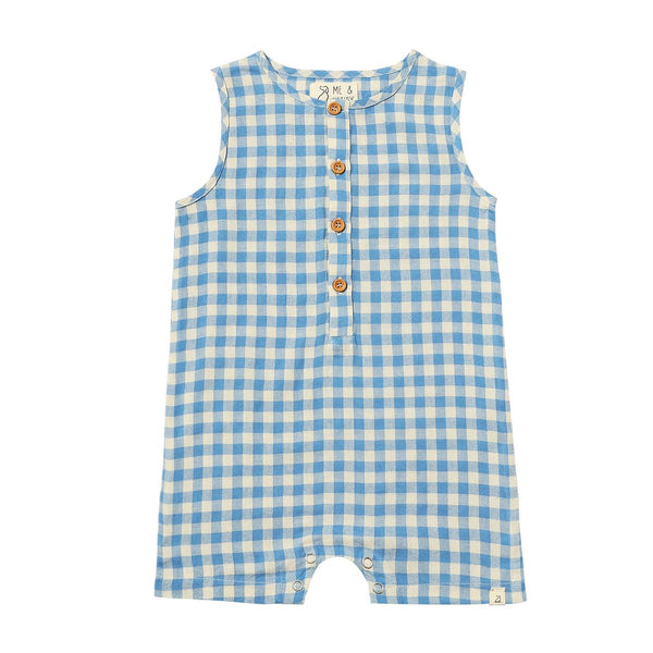 Cabin Playsuit Blue & White Check