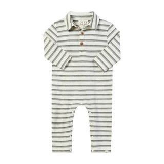 Kingston Polo Romper - Sage/Cream Stripe