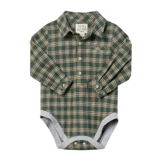 Jasper Woven Onesie - Green/Yellow Washed Plaid